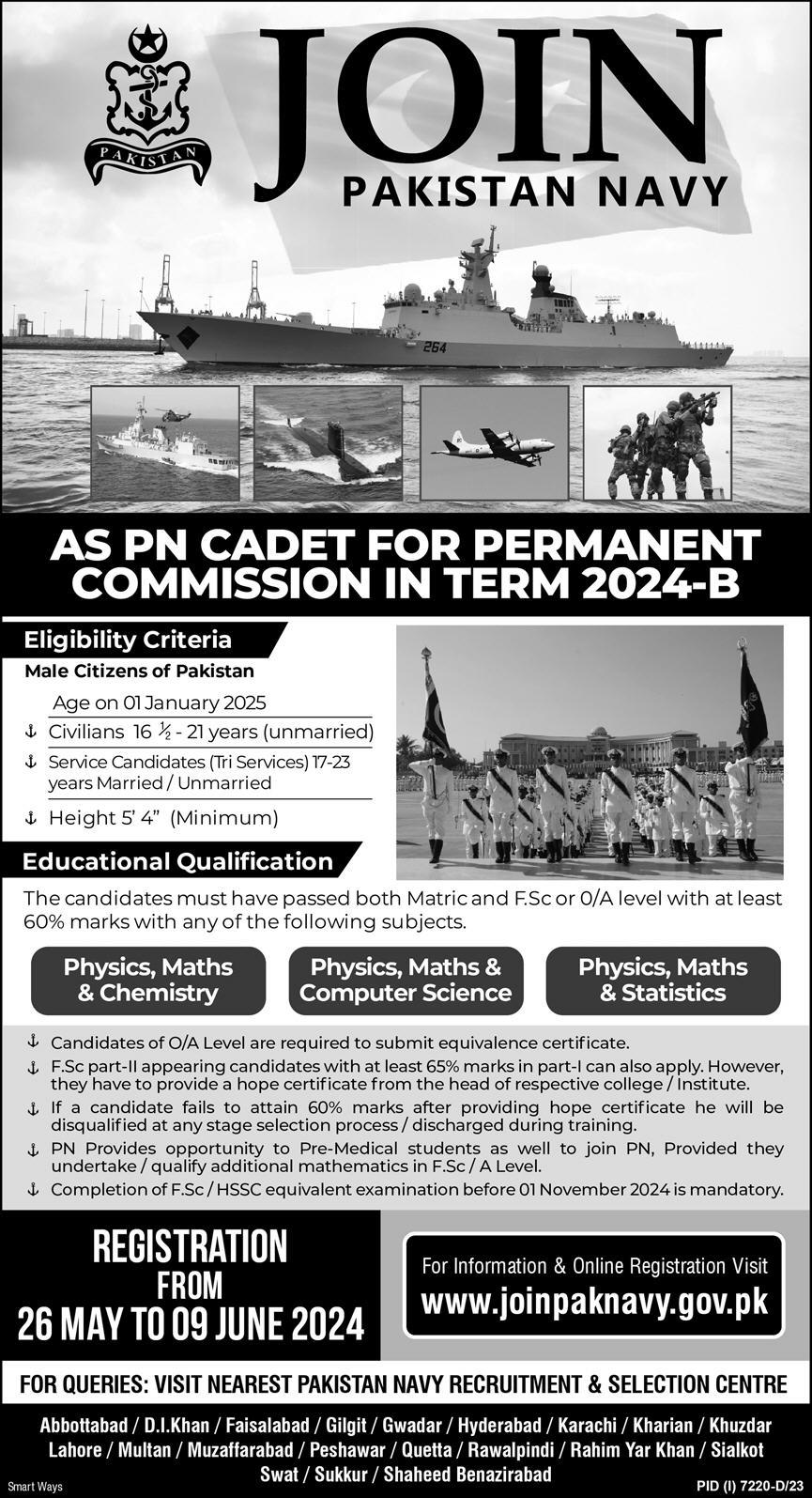 Join Pak Navy Jobs 2024 as PN Cadet | www.joinpaknavy.gov.pk