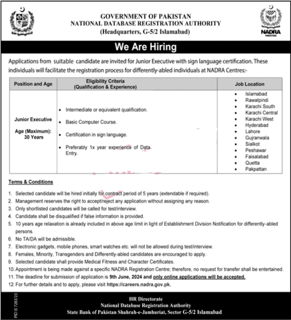 NADRA Jobs 2024 | www.nadra.gov.pk